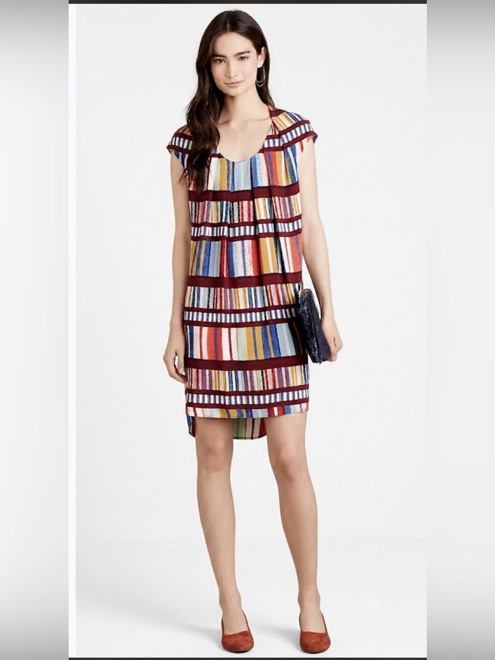 Anthropologie Maeve Au Revoir Colorful Mod Stripe Shift Dress Size 6